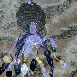 Never Worn!!!Handmade Chic Beaded Pendant Necklace with Purple and Black Accents